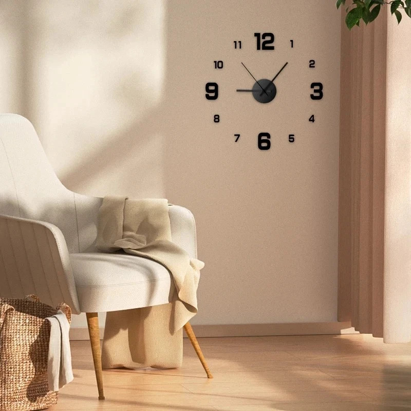 DIY Frameless Wall Clock Silent Large 3D Wall Decor Living Room Office gallery