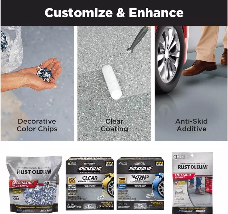 Rust-Oleum 293513 Rocksolid Polycuramine Garage Oil Floor Coating, 2.5 Car Kit, gallery