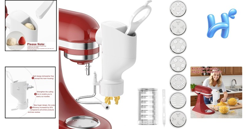 Kitchenaid Pasta Press Attachment 7 Discs Gourmet Pasta Maker Safe Easy 2026 gallery