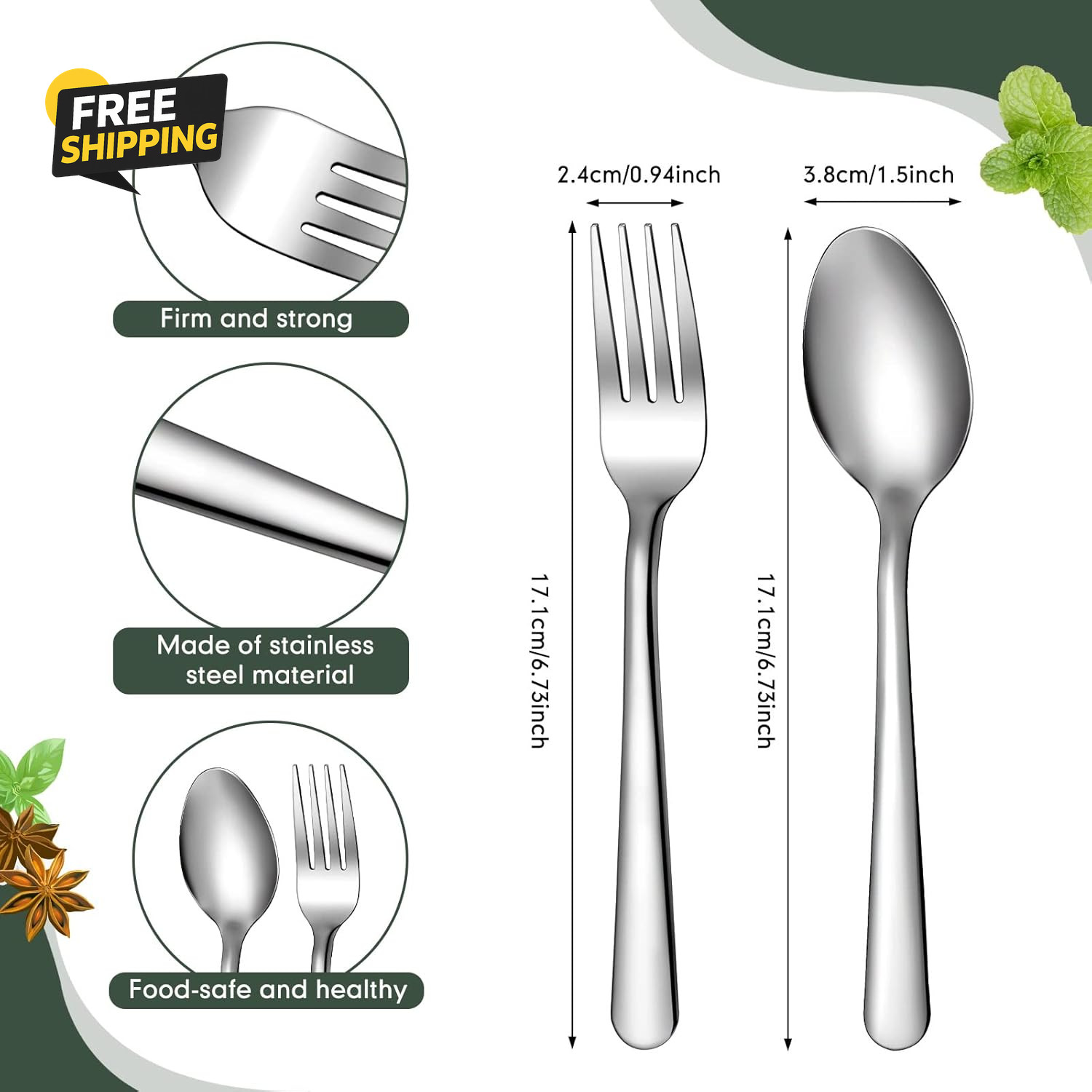 100 Pcs Forks and Spoons Silverware Set Bulk Stainless Steel Flatware Cutlery Se gallery