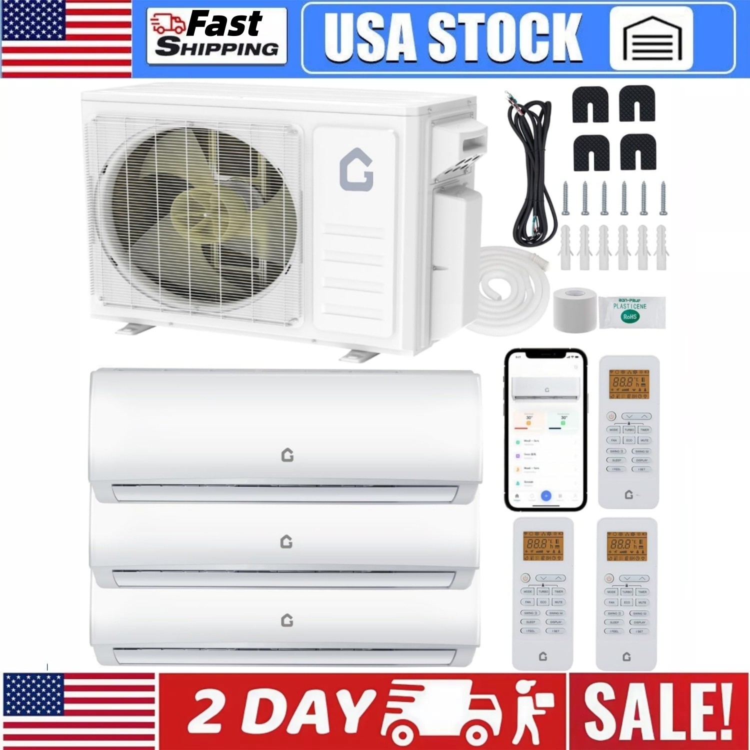 35000 BTU 3 Zone Mini Split Air Conditioner 12K+12K+24K Heating & Cooling System gallery