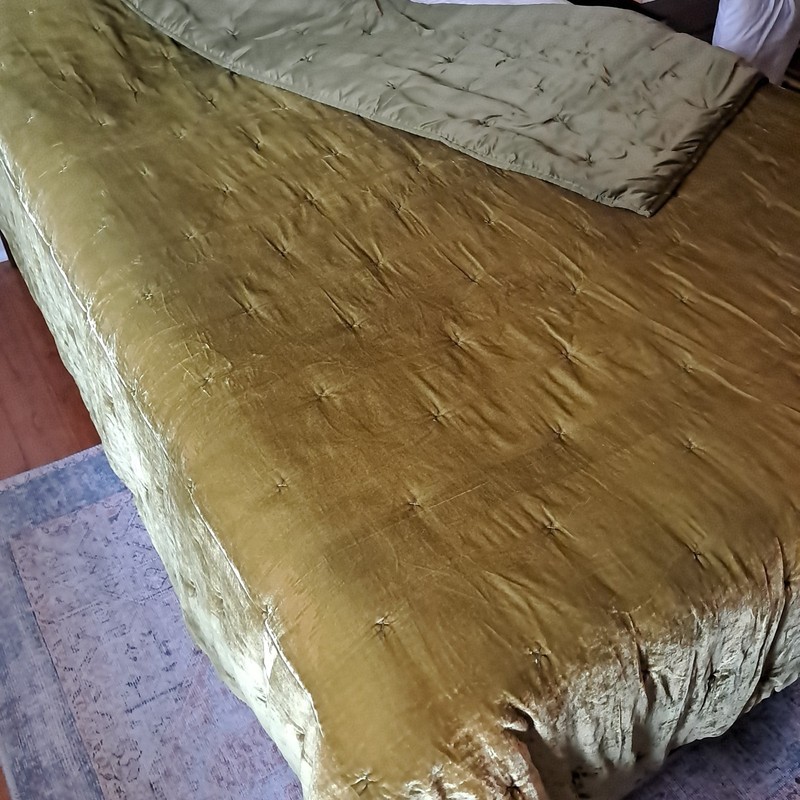 Opalhouse Green Moss Colored Crushed Velvet Full/Queen Bedding Comforter 70s MCM gallery