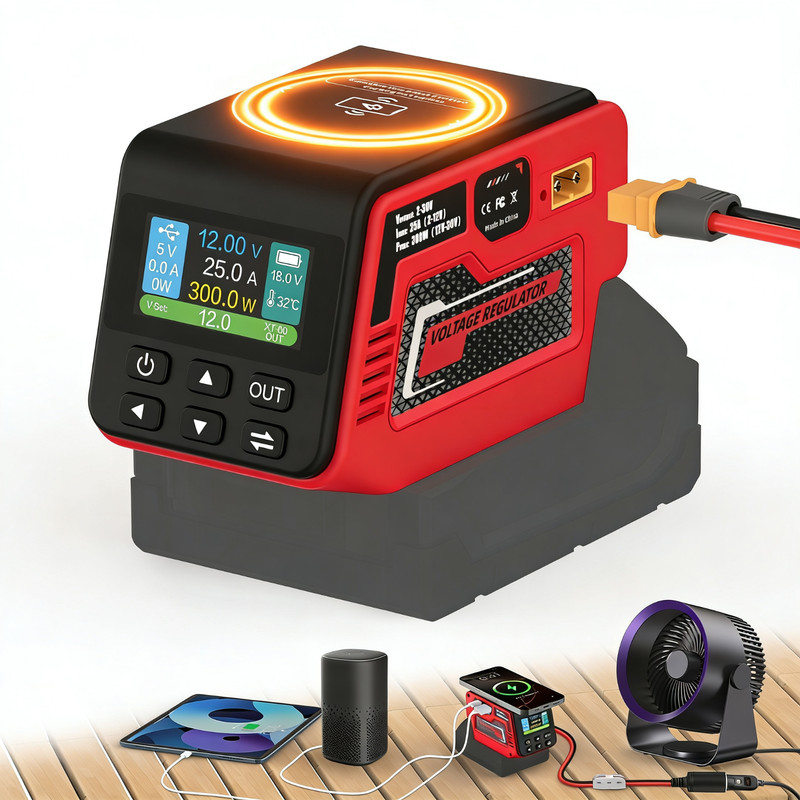 DC 2–30V Voltage Regulator Compatible with Milwaukee 18V Battery, 300W Output gallery