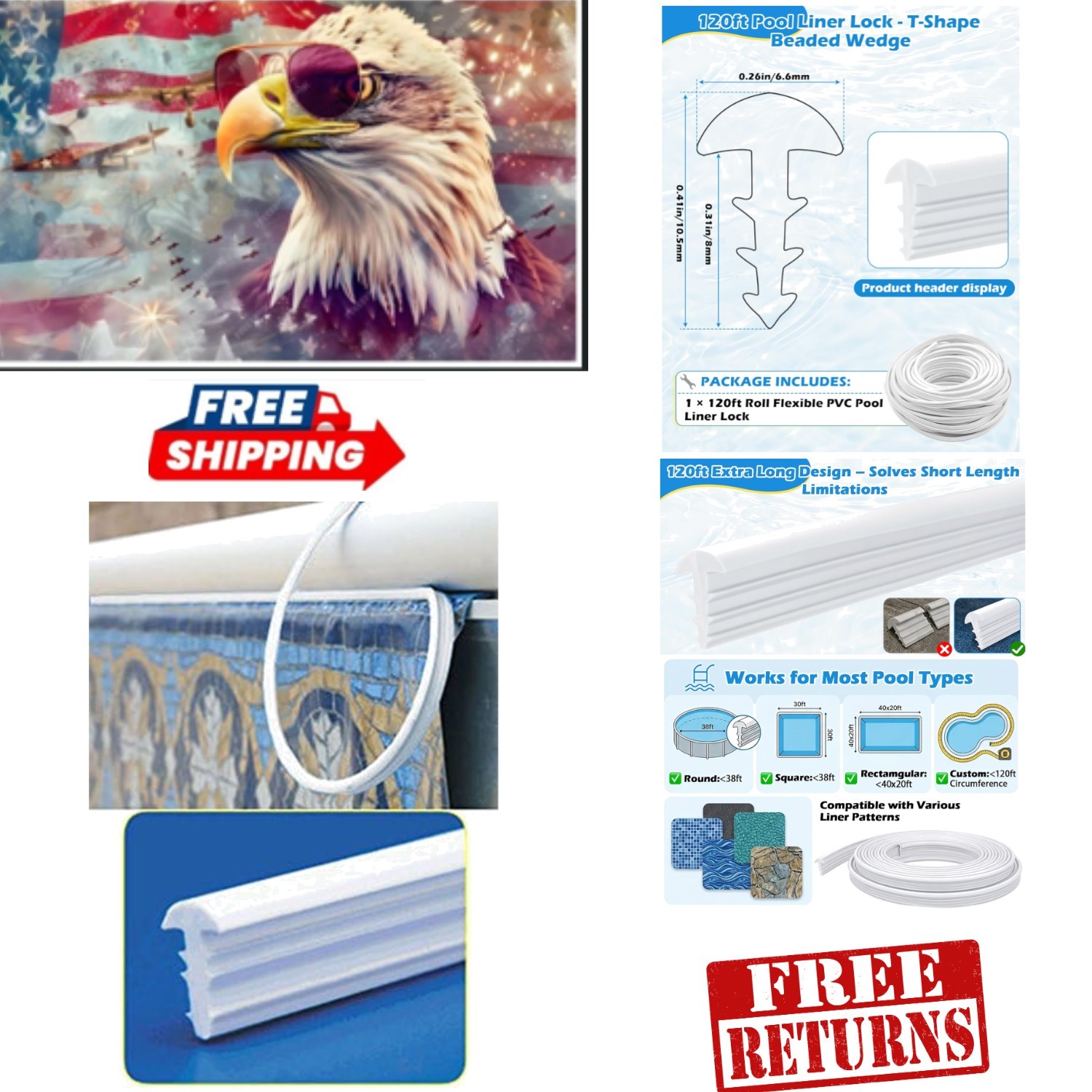 Cost-Effective 120ft T-Shape Pool Liner Lock for Inground & Above-Ground Pools gallery