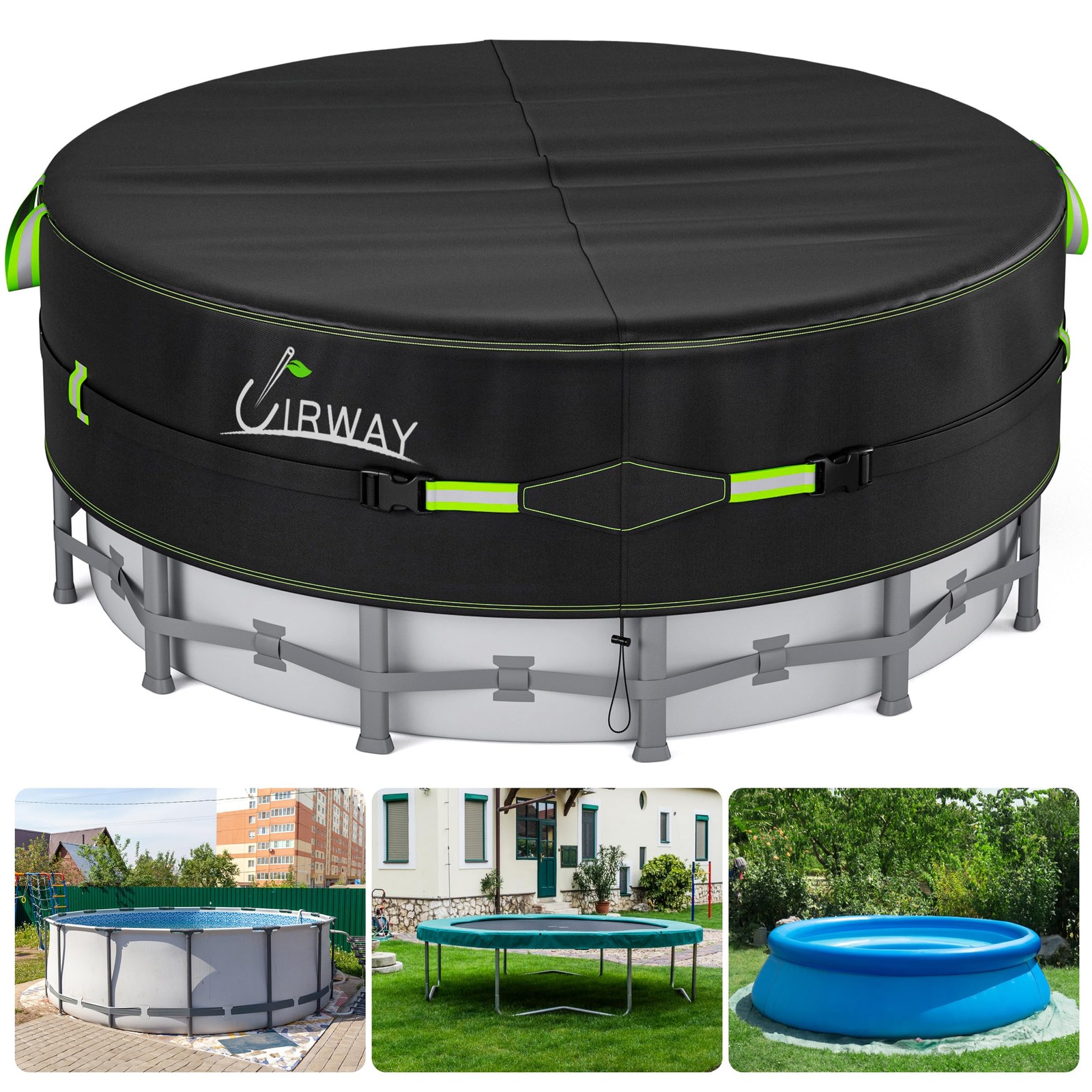 18 Ft round Pool Cover with Reflective Strips, Swimming Pool Cover for above Gro gallery