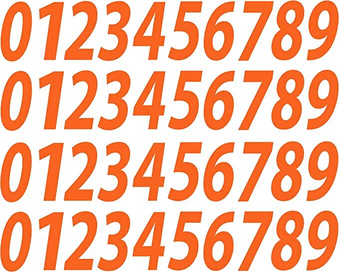 0-9 Reflective Numbers Orange Sticker Vinyl Decals CHOOSE 1"-12" Set Of 40 (RV1) gallery