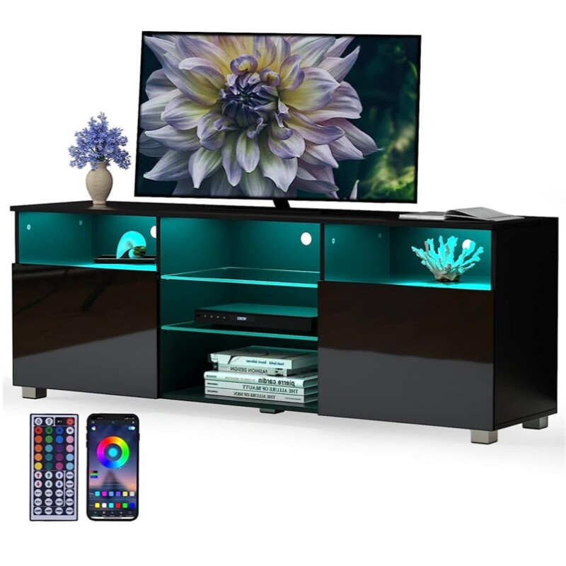 47"/57"/65" Modern LED High Glossy TV Stand, Media Console, Entertainment Cente gallery