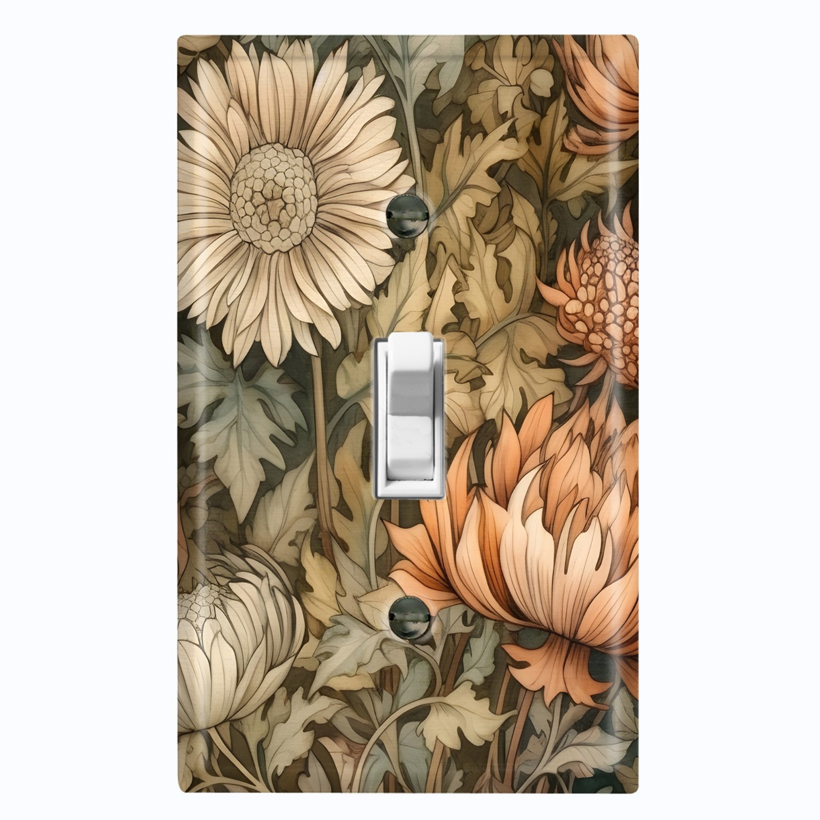 Metal Light Switch Outlet Cover Wall Plate William Morris Neutral Flowers FWR267 gallery
