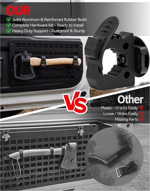 2 Pack Quick Release Rubber Clamps for MOLLE Panel - Heavy Duty Shovel Holder... gallery