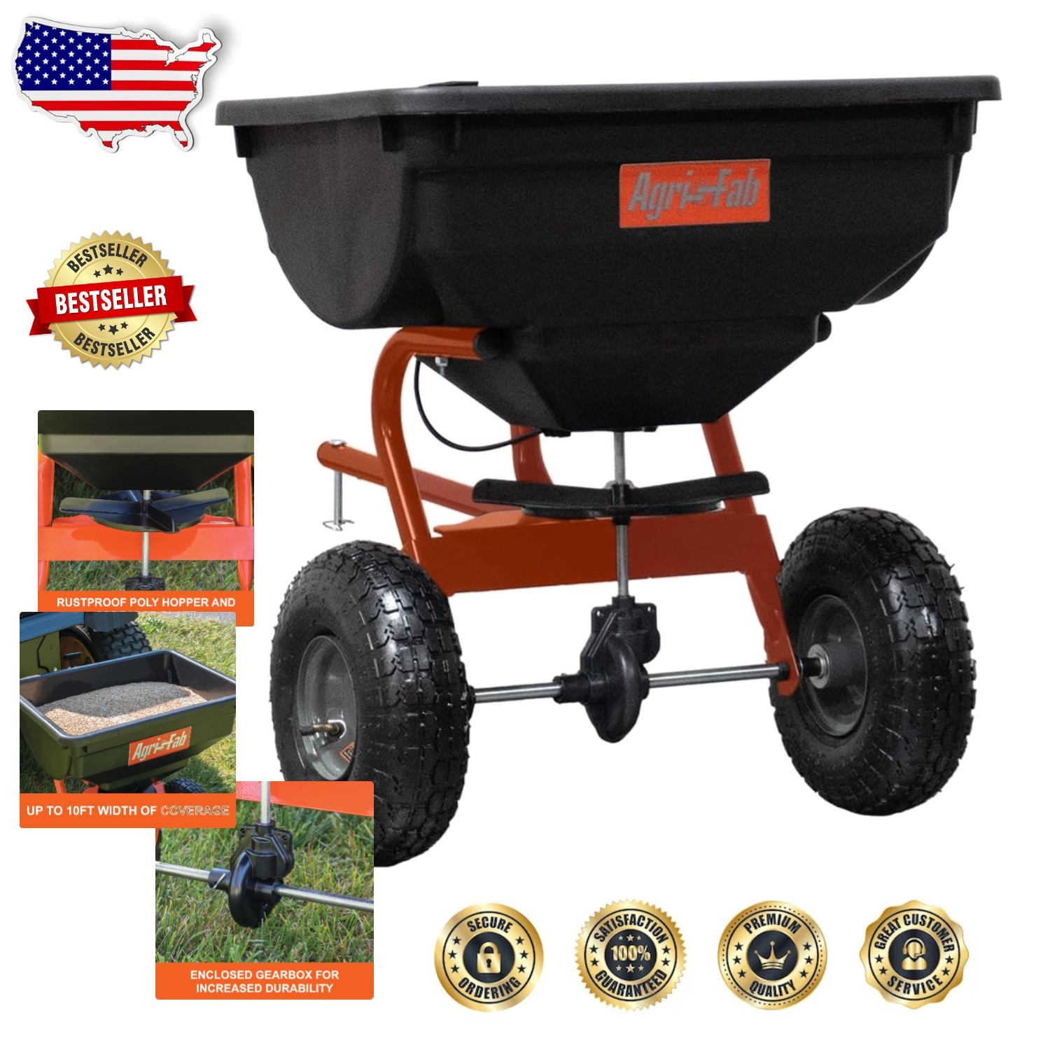 Pro 85 Lb Lawn Spreader - 10ft Spread, Tractor Seat Control, Dent Resistant gallery
