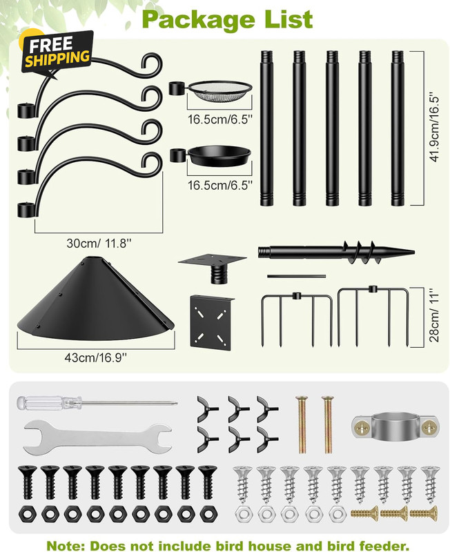 Bird Feeder Pole, 93" Shepherds Hooks Squirrel Proof for Outdoor, Heavy Duty gallery