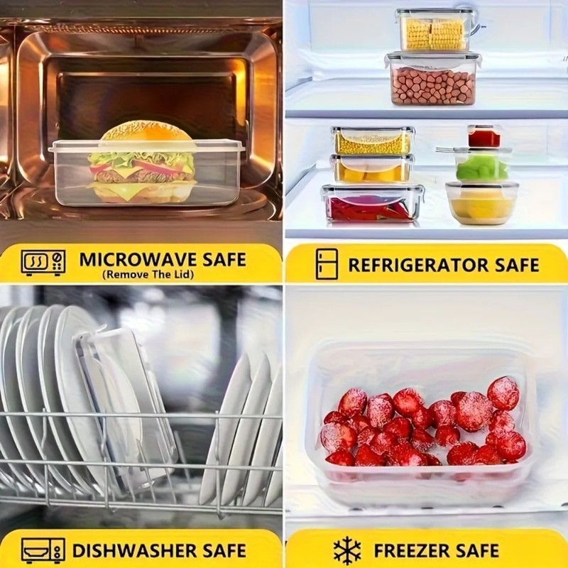 8 Pack Stackable Food Storage Containers Airtight & Leakproof Set Snap Lock Lids gallery