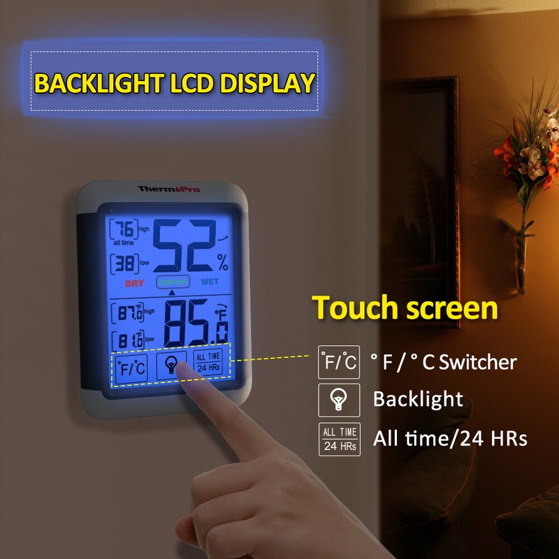 1/3/4/5 ThermoPro Digital LCD Touchscreen Humidity Thermometer Indoor Hygrometer gallery