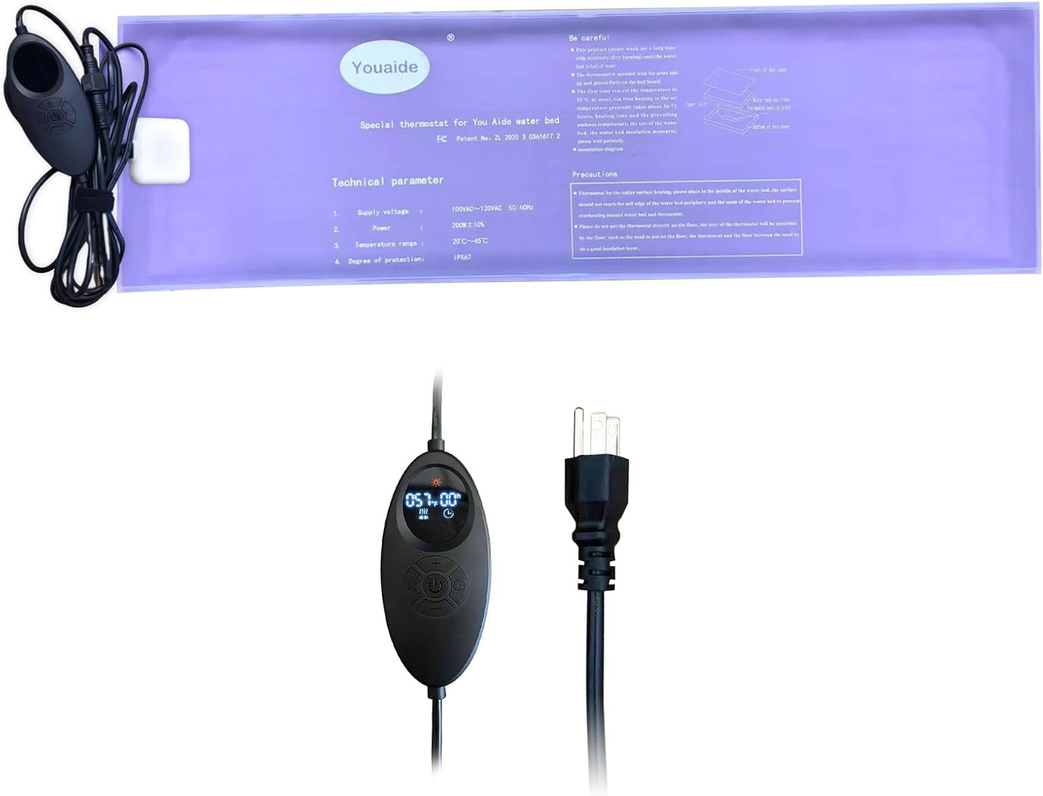 Smart Waterbed Heater with LED Digital Controller, 250W Waterbed Heating Pad for gallery