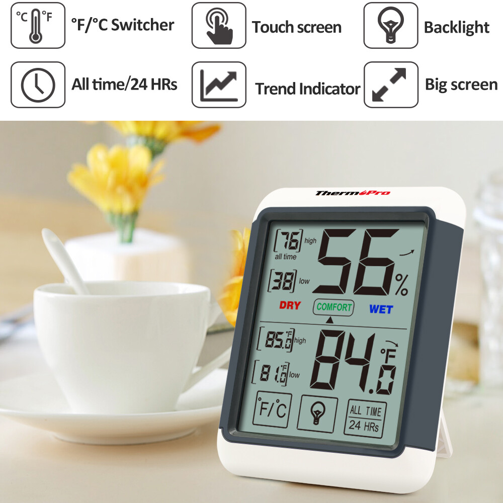 1/3/4/5 ThermoPro Digital LCD Touchscreen Humidity Thermometer Indoor Hygrometer gallery