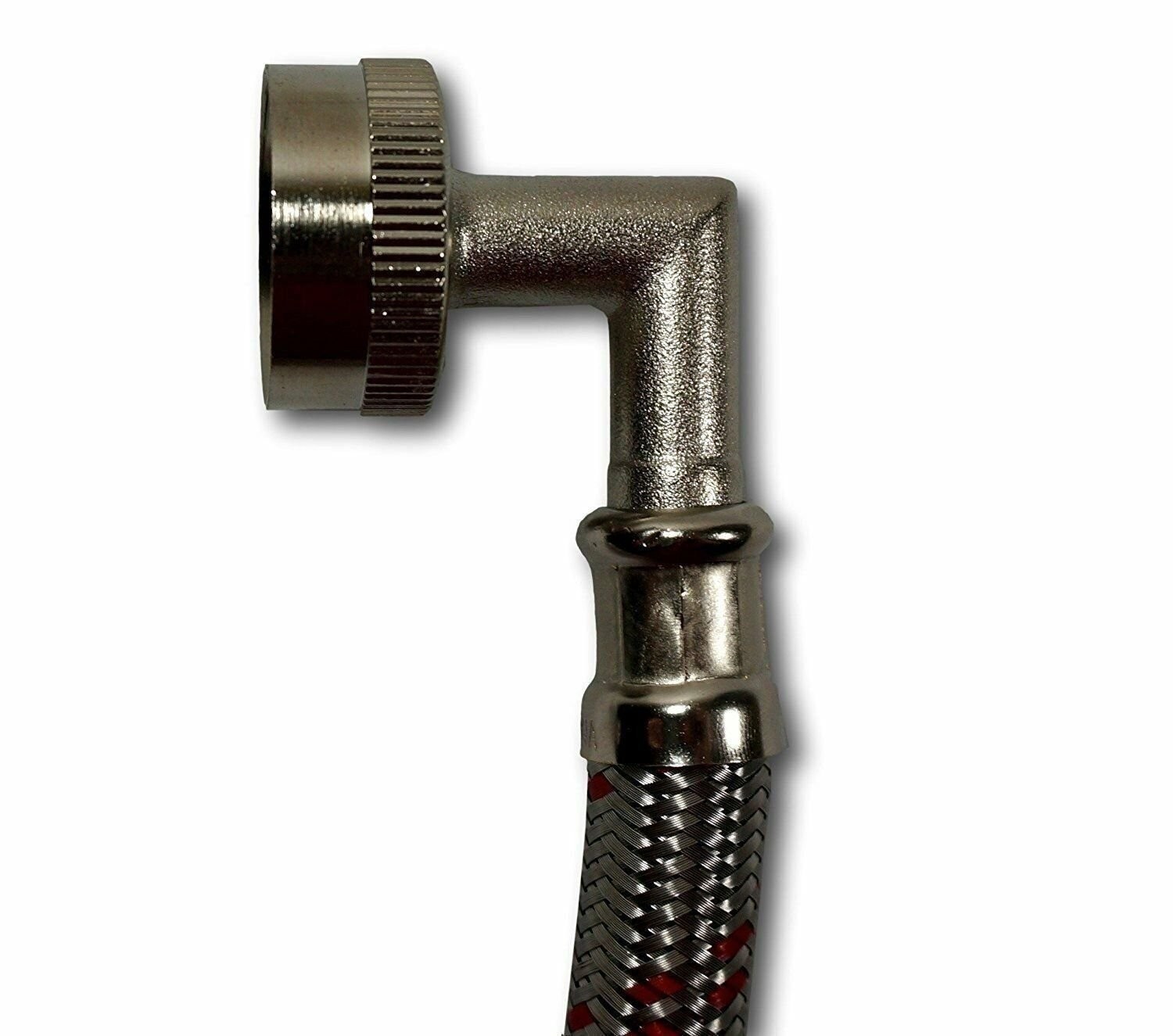 Premium Stainless Steel Washing Machine Hoses w/ 90 Degree Elbow - Color Coded gallery