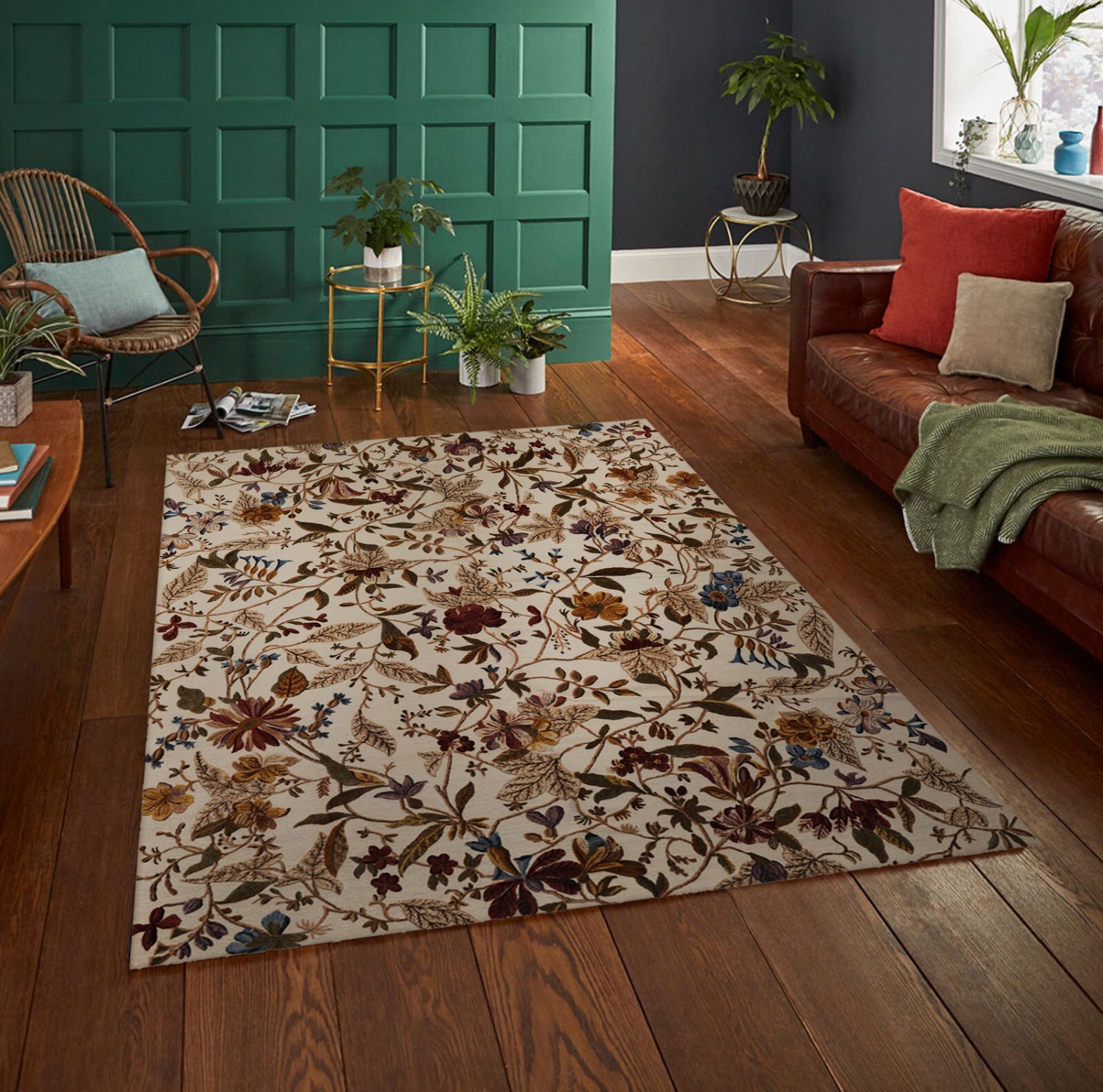 8’x9’10" Hand Knotted Wool Botanical Loop N Cut High Low Pile Tibetan Area Rug gallery