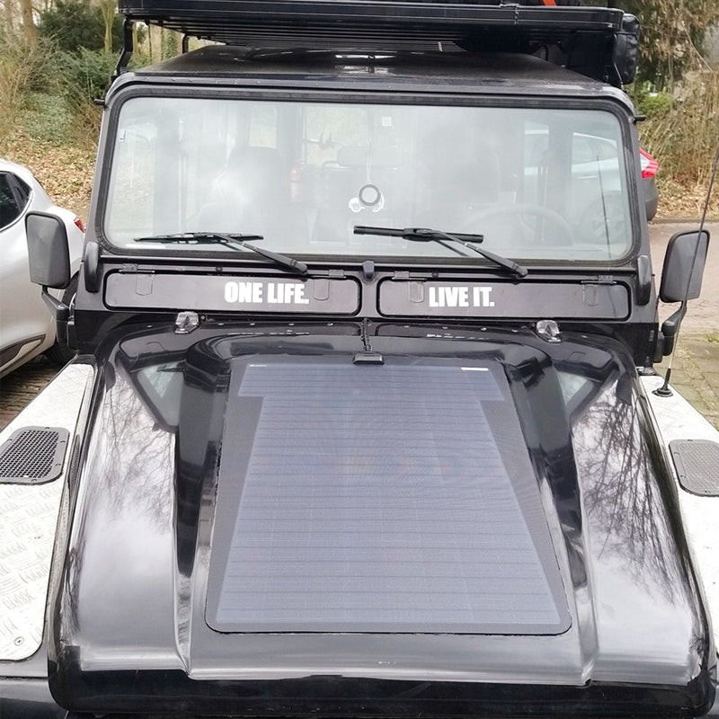 Good 75W 12V Bonnet Flexible Solar Panel for Land Rover Defender 110/90 Campers gallery