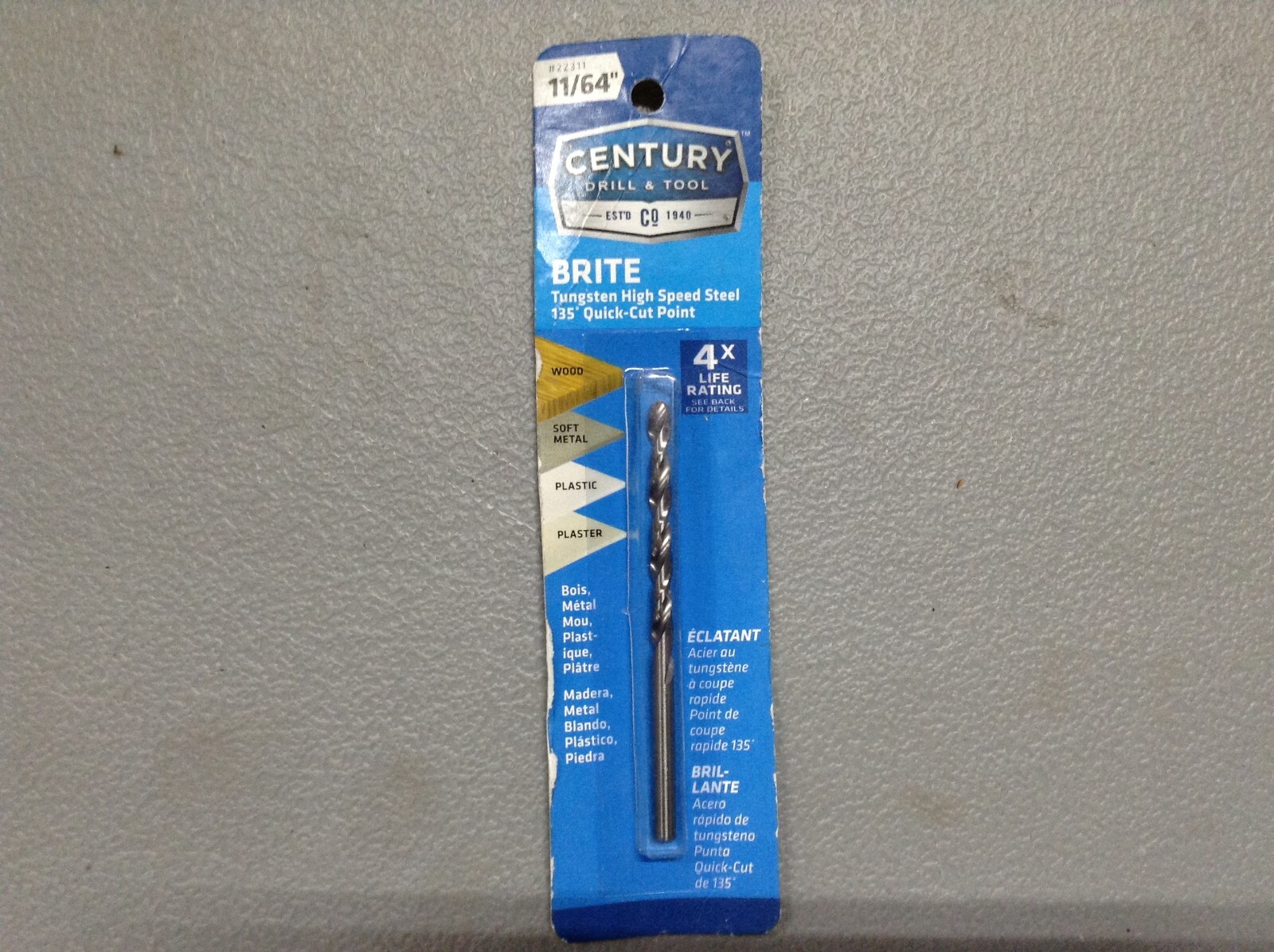 CENTURY TUNGSTEN HIGH SPEED STEEL DRILL BIT 11/64" gallery