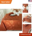 Shiny Rust Damask Fabric Tablecloth 120"x60" - Perfect for Fall Gatherings gallery