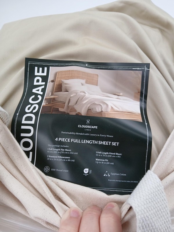 Cloudscape Sheet Set Double 4 Piece Beige Egyptian Cotton 1000TC Bedding Adults gallery