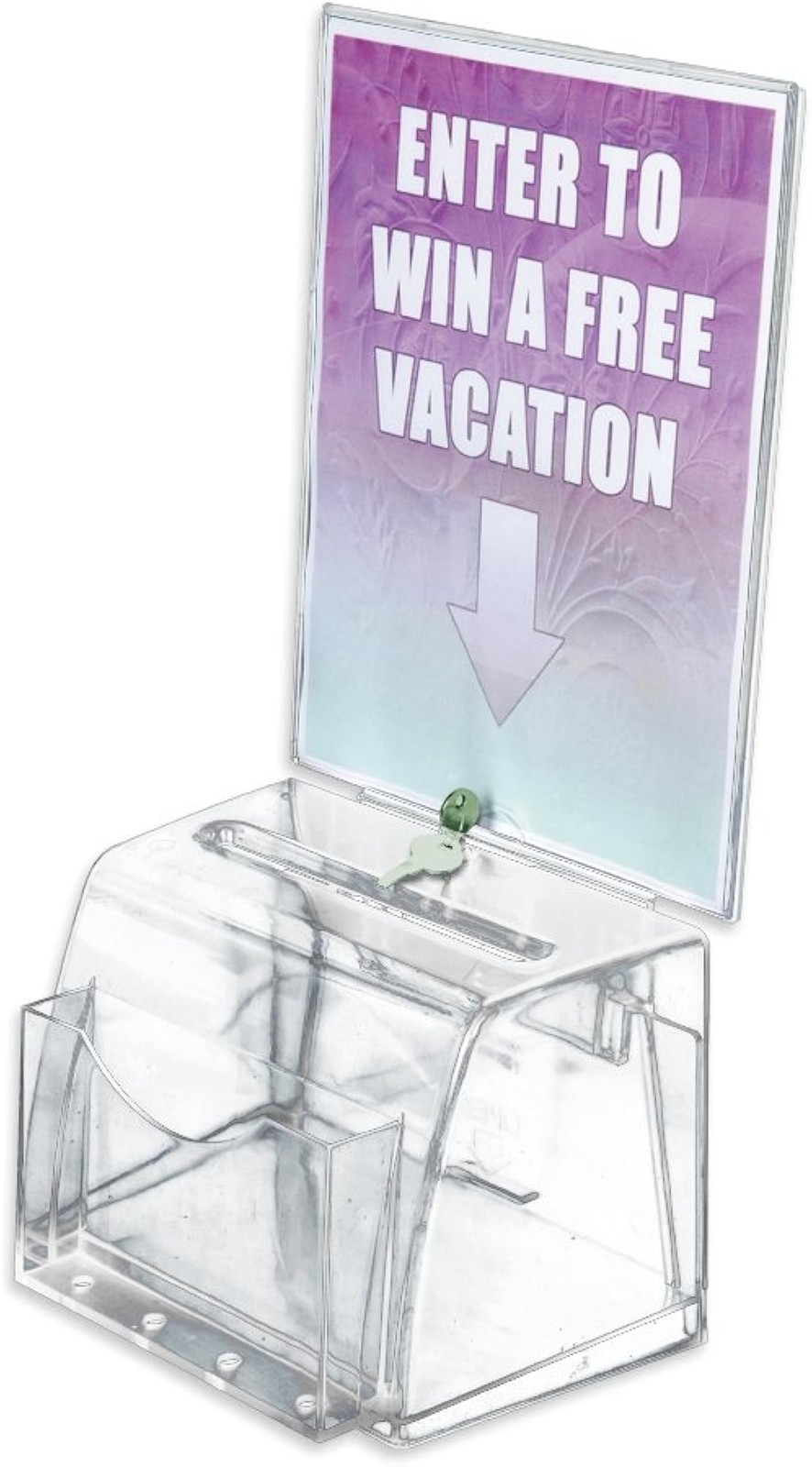 Azar 206009 Large Molded Suggestion Box with Pocket Lock and Key, Clear, Medium gallery