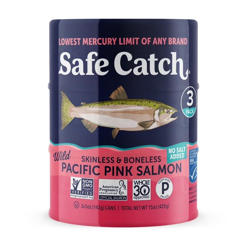 Safe Catch Wild Skinless ,Boneless Pacific Pink Salmon,No Salt Added, 3 Pk, 5 oz gallery