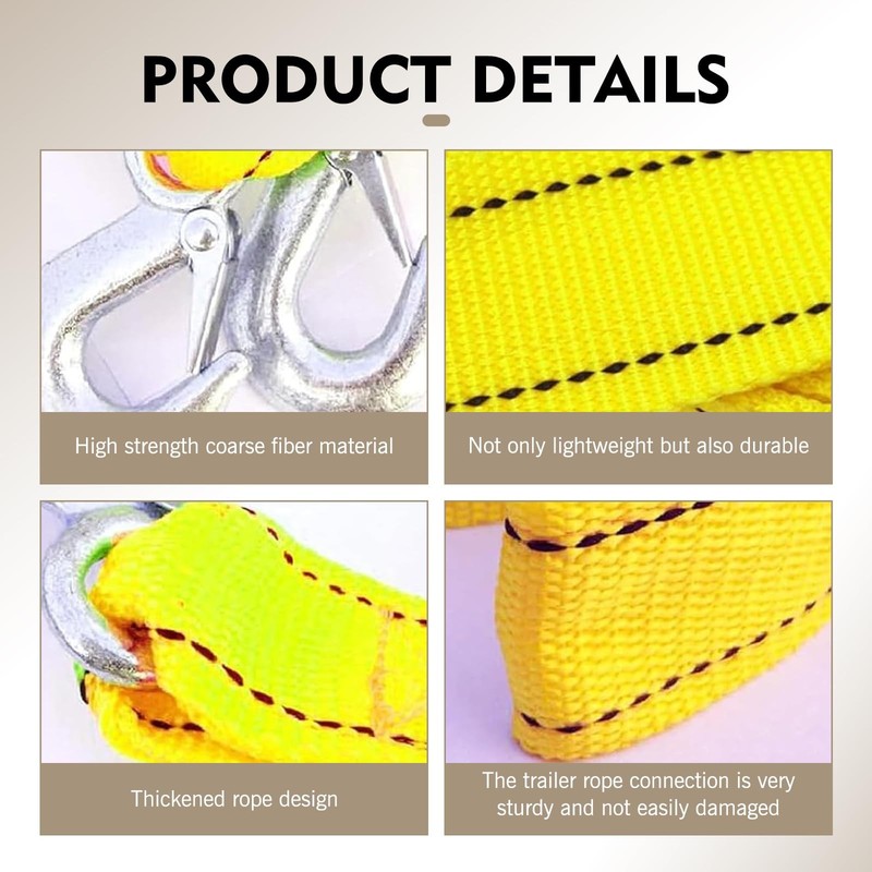 Tow Strap with Hooks, Eagle Hook-Designed Nylon Recovery Tow Straps, Break-Re... gallery