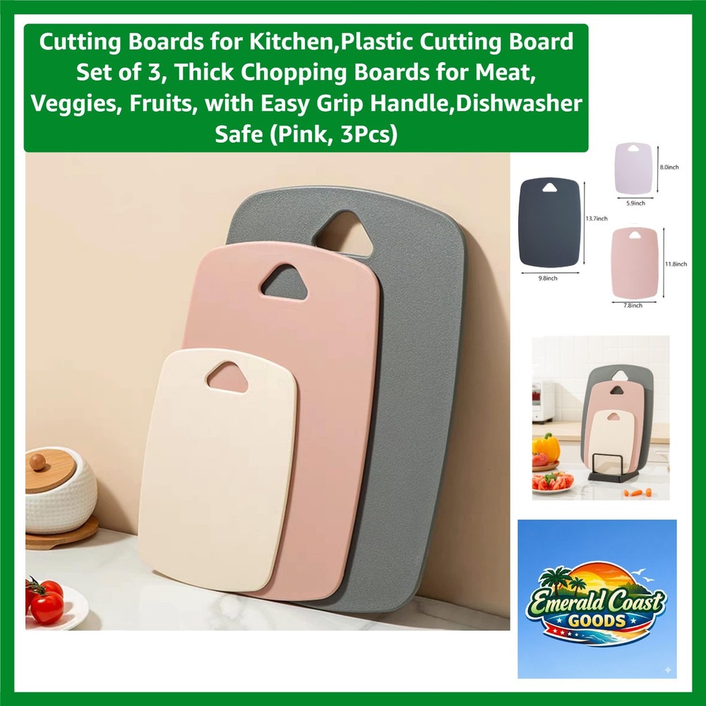 Versatile 3-Piece Cutting Board Set in Elegant Pink – BPA-Free & Easy to Clean