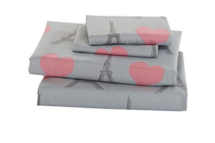 Linen Plus Comforter Set for Girls/Teens Paris Eiffel Tower Hearts Grey Queen gallery