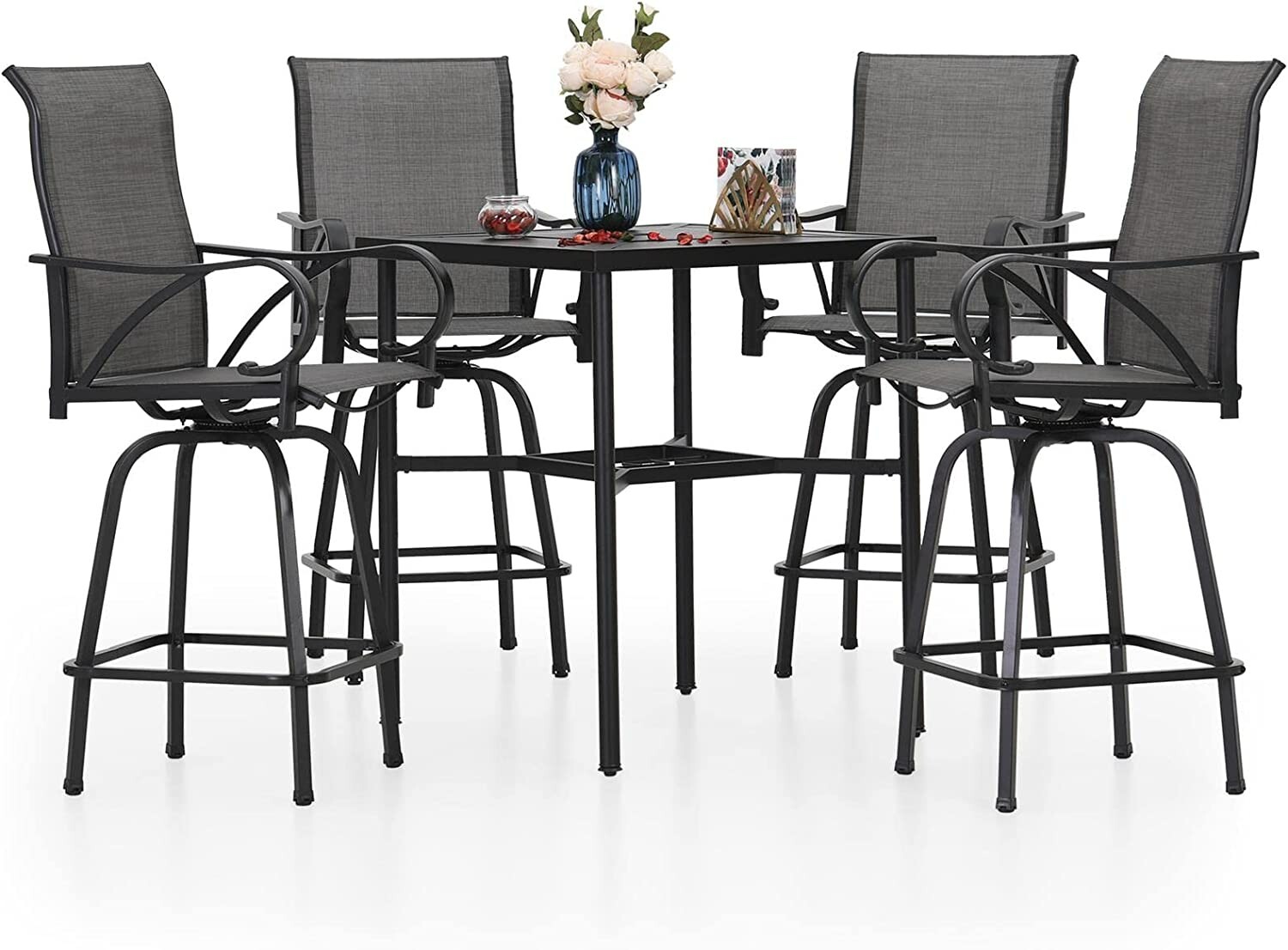 5 Piece Bar Height Patio Dining Set Outdoor Table Chair For Garden Heavy Duty gallery