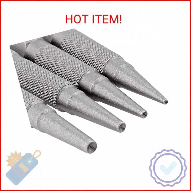 Suiwotin 4pcs Nail Setter Punch, 1/32 1/16 3/32 1/8 Inch Center Punch Set, Nail gallery