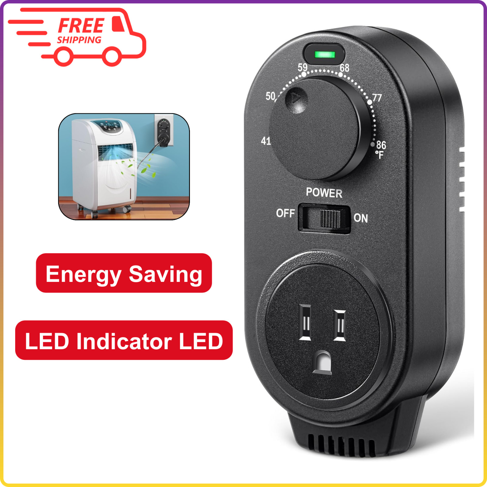 Adjustable Thermostat, Plug in Heating And Cooling Thermostat Controlled Outlet gallery