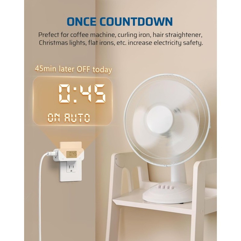 Indoor countdown timer socket, 15A/1000W, 1/2 horsepower, 1 unit gallery