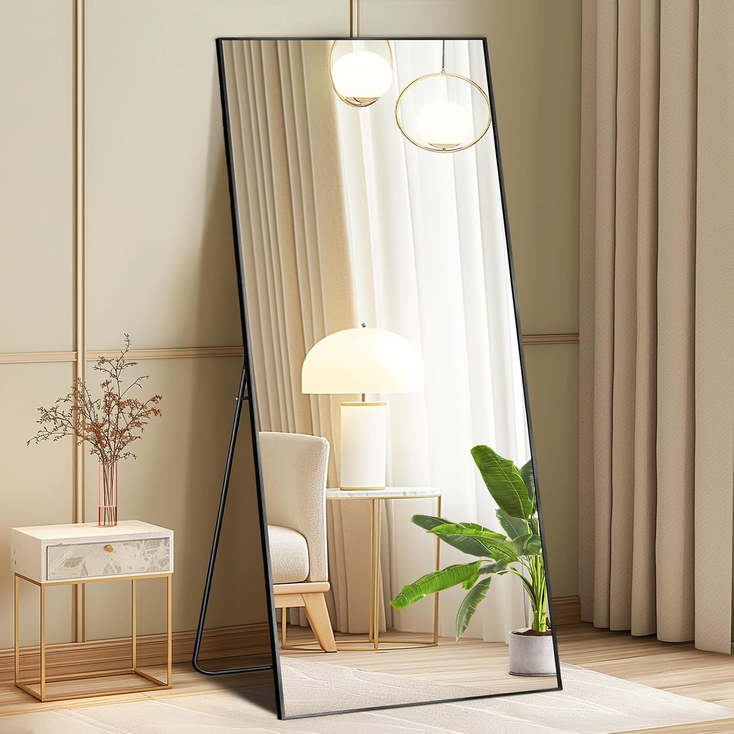 JHK Full Length Mirror with Stand&Aluminum Alloy Frame,Bedroom Full Body Mirror gallery