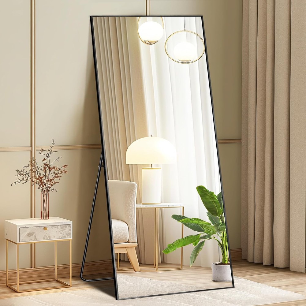 JHK Full Length Mirror with Stand&Aluminum Alloy Frame,Bedroom Full Body Mirror