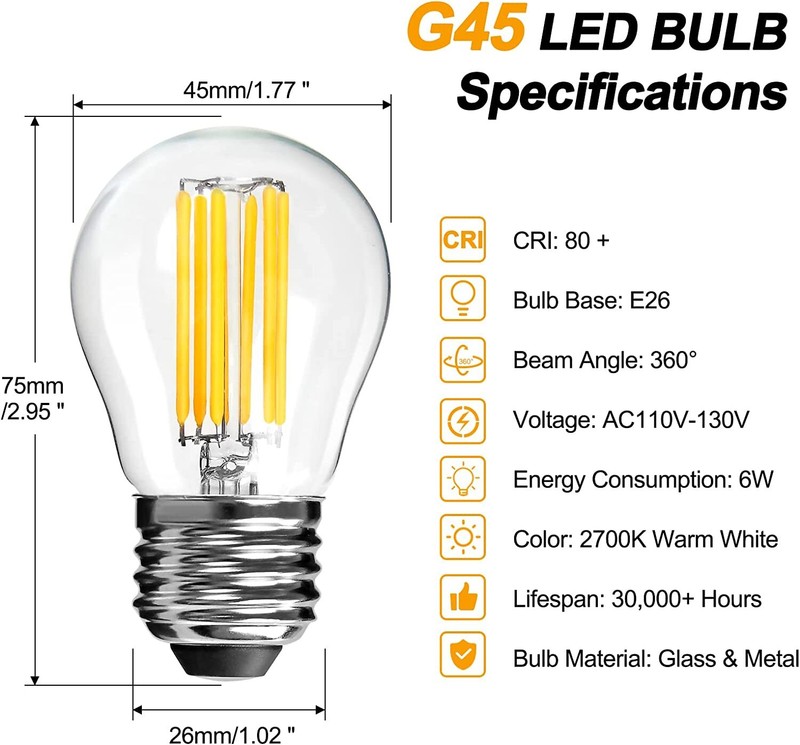 E26 LED Light Bulbs G14 Dimmable Globe Chandelier Bulb Soft White 40W Equivalent gallery