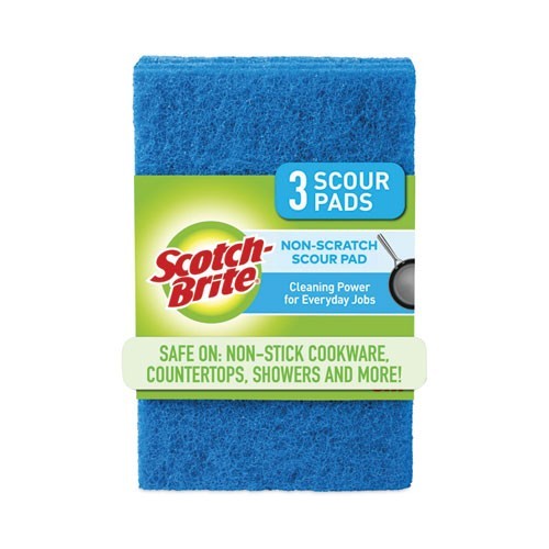Scotch-Brite Non-Scratch Scour Pads, 3 x 6, Blue, 10/Carton gallery