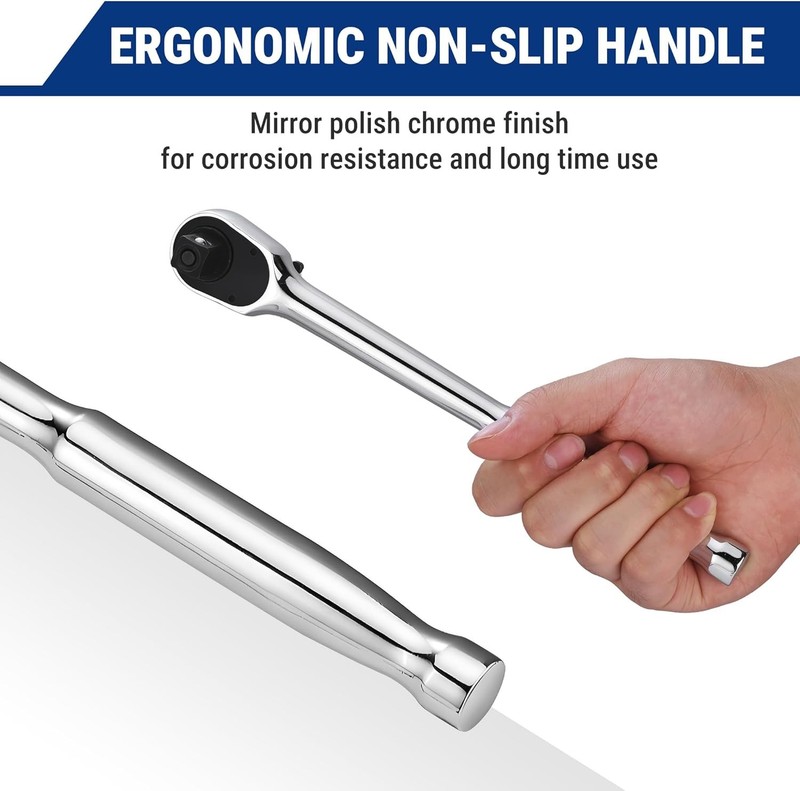 WORKPRO Low Profile 1/2-Inch Drive Ratchet 90-Tooth Quick-release Ratchet Wrench gallery