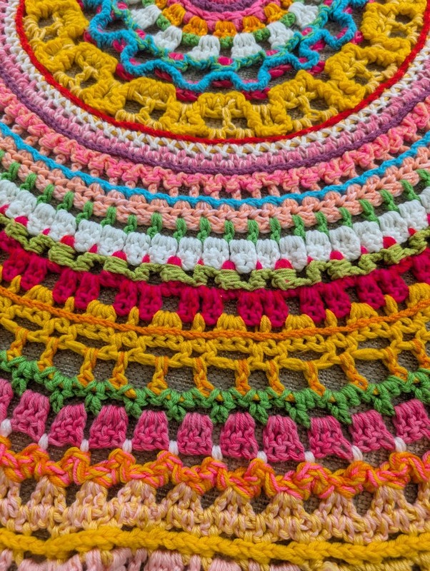 Round Handmade Afghan Mandala Pattern Crochet Throw Blanket or Table Topper 54" gallery