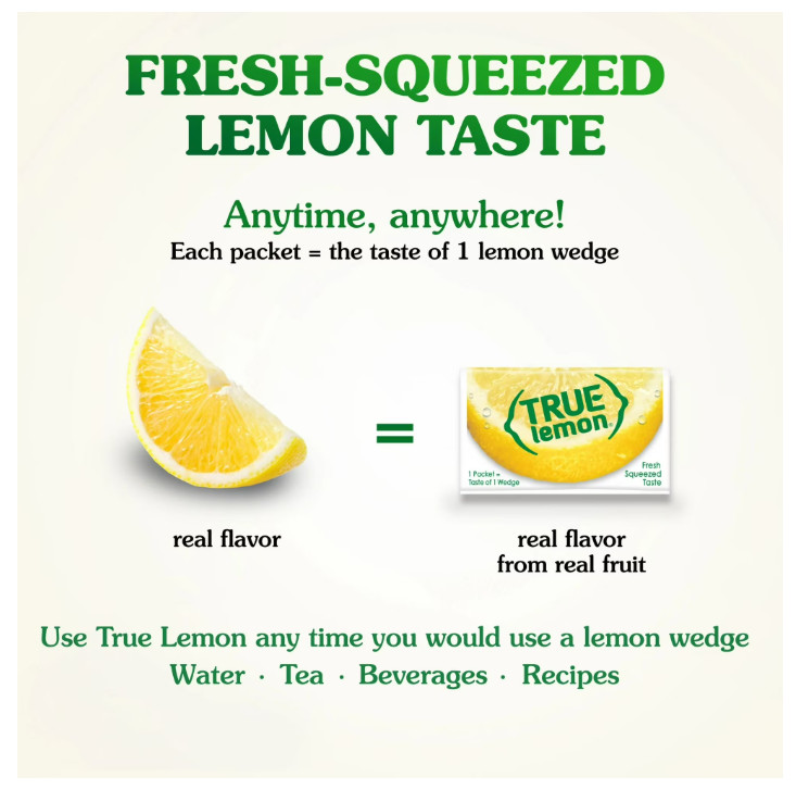 True Lemon Crystallized Water Enhancer Powder, 0 Calorie Lemon Flavor, 1.41 oz gallery