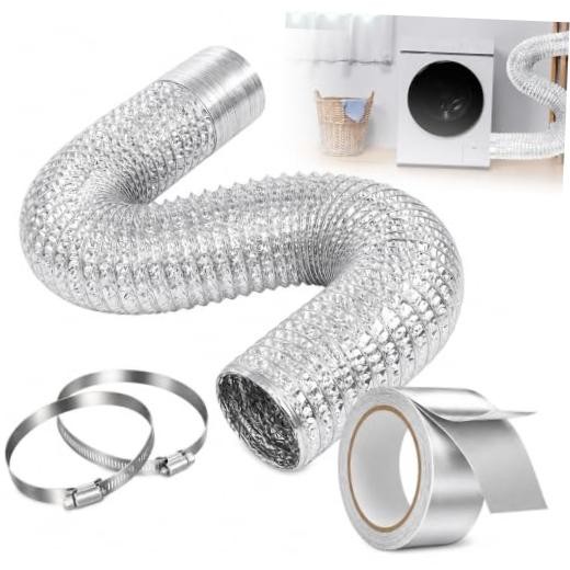 4 Inch Dryer Vent Hose, 9 FT Flexible 9ft Dryer Vent Hose-Silver Silver gallery