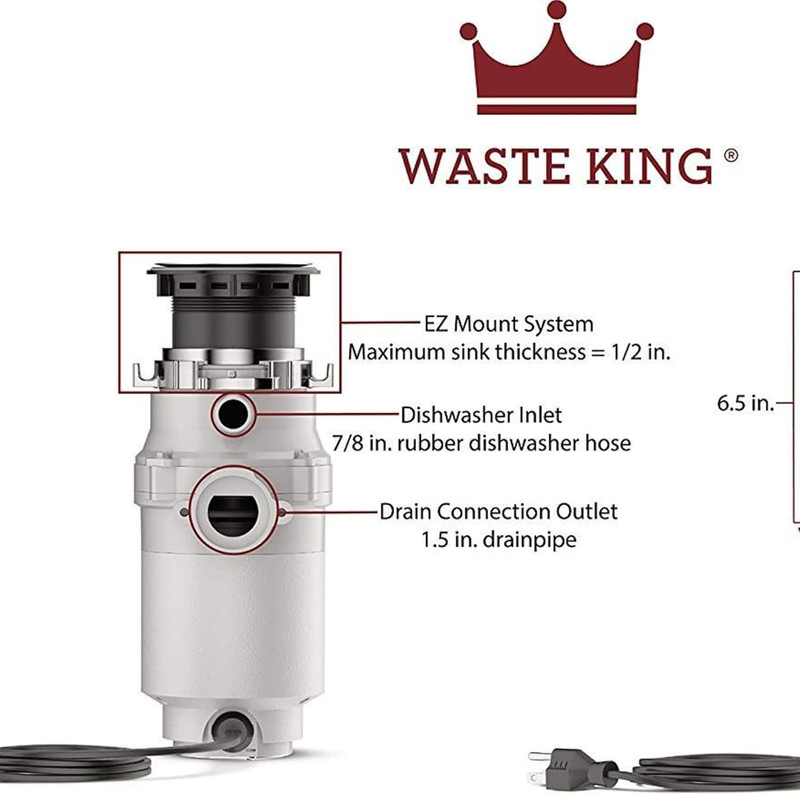 Garbage Disposal for Kitchen Sink with Power Cord, Compact Food Waste Disposer, gallery