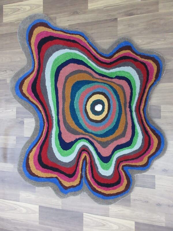 Multicolor Irregular Design, 100% NZ-Wool Modern Handmade Tufted Area Rugs.