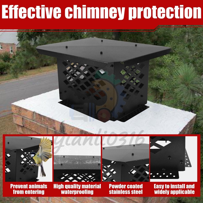 13 in x 9 in Chimney Cap Flue Caps Fireplace Chimney Cover Outdoor Black gallery