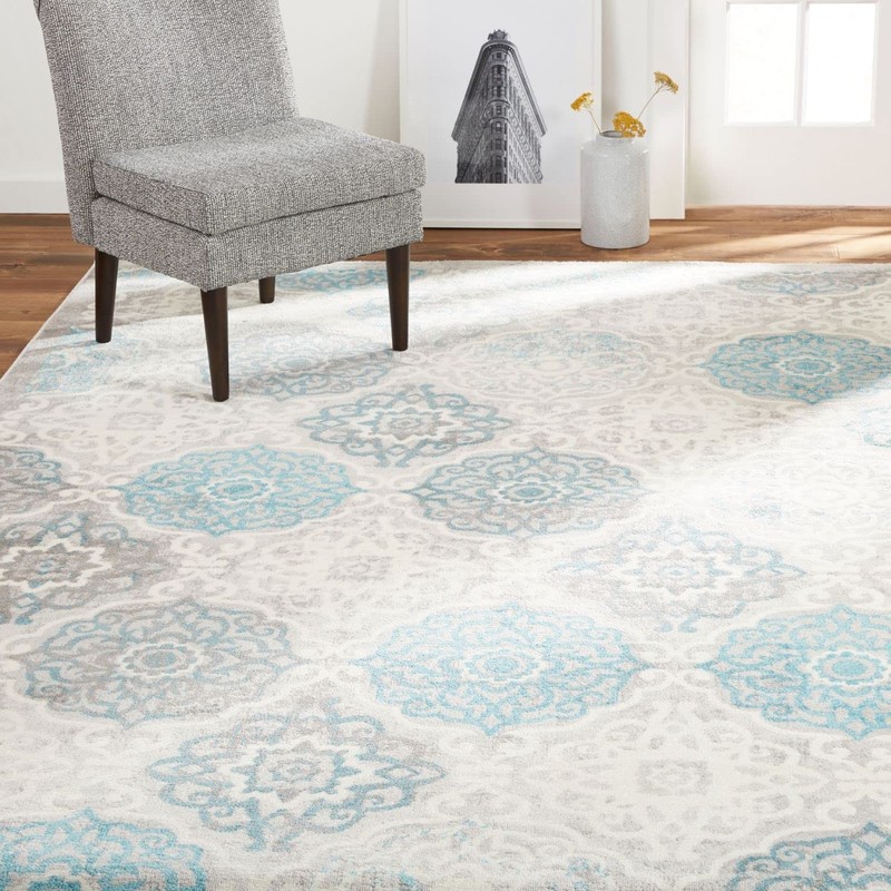 Home Dynamix Boho Andorra Transitional Damask Area Rug Grey/Blue 27X47 gallery