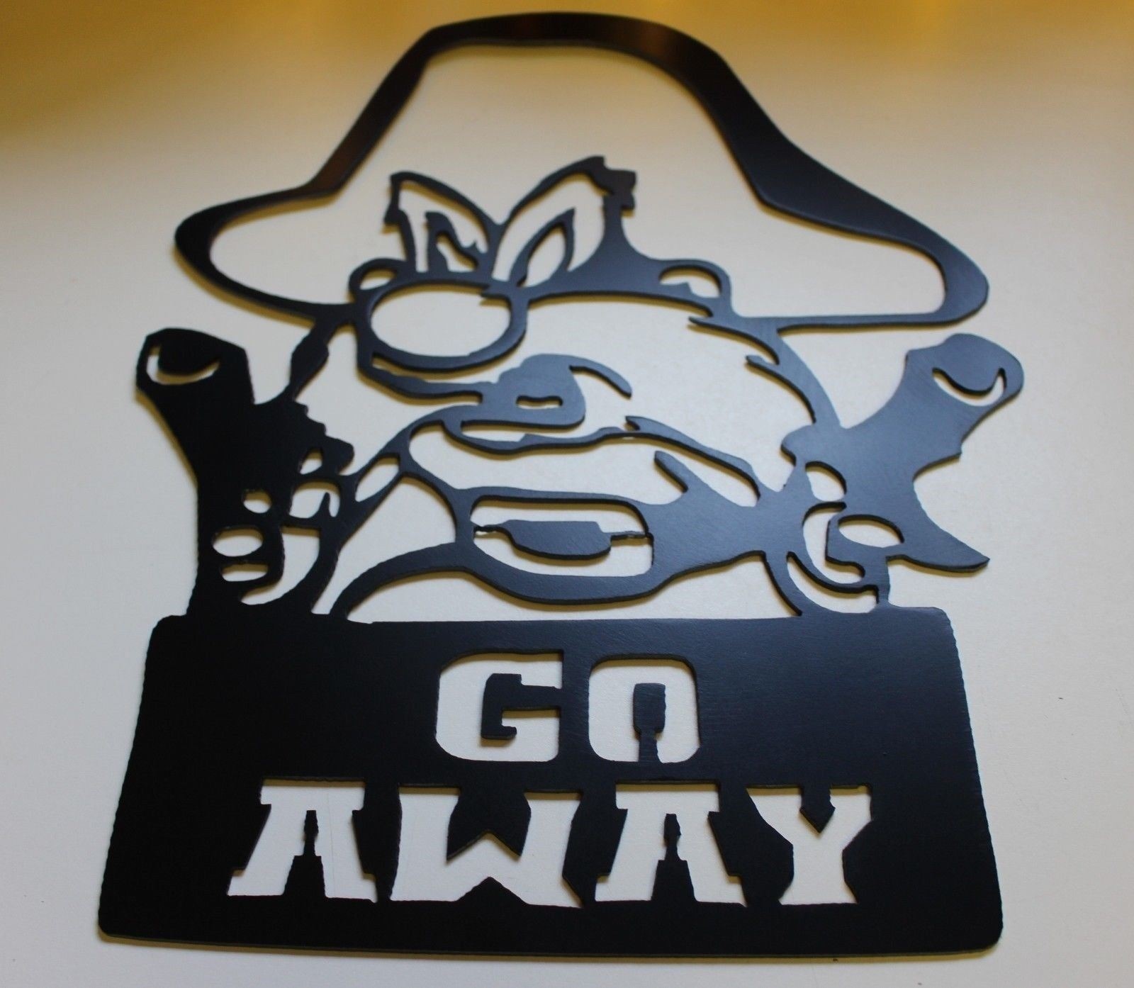 Yosemite Sam Go Away Sign - Metal Wall Art - Black 14 1/8" x 11" gallery
