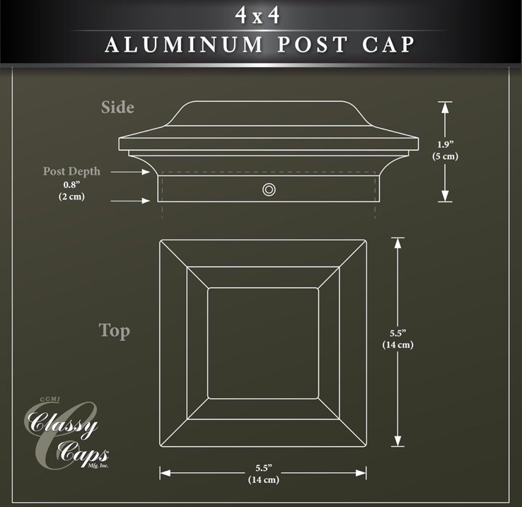 E-7. 4" x 4" Decorex Hardware Aluminium Pyramid Post Cap - Black gallery