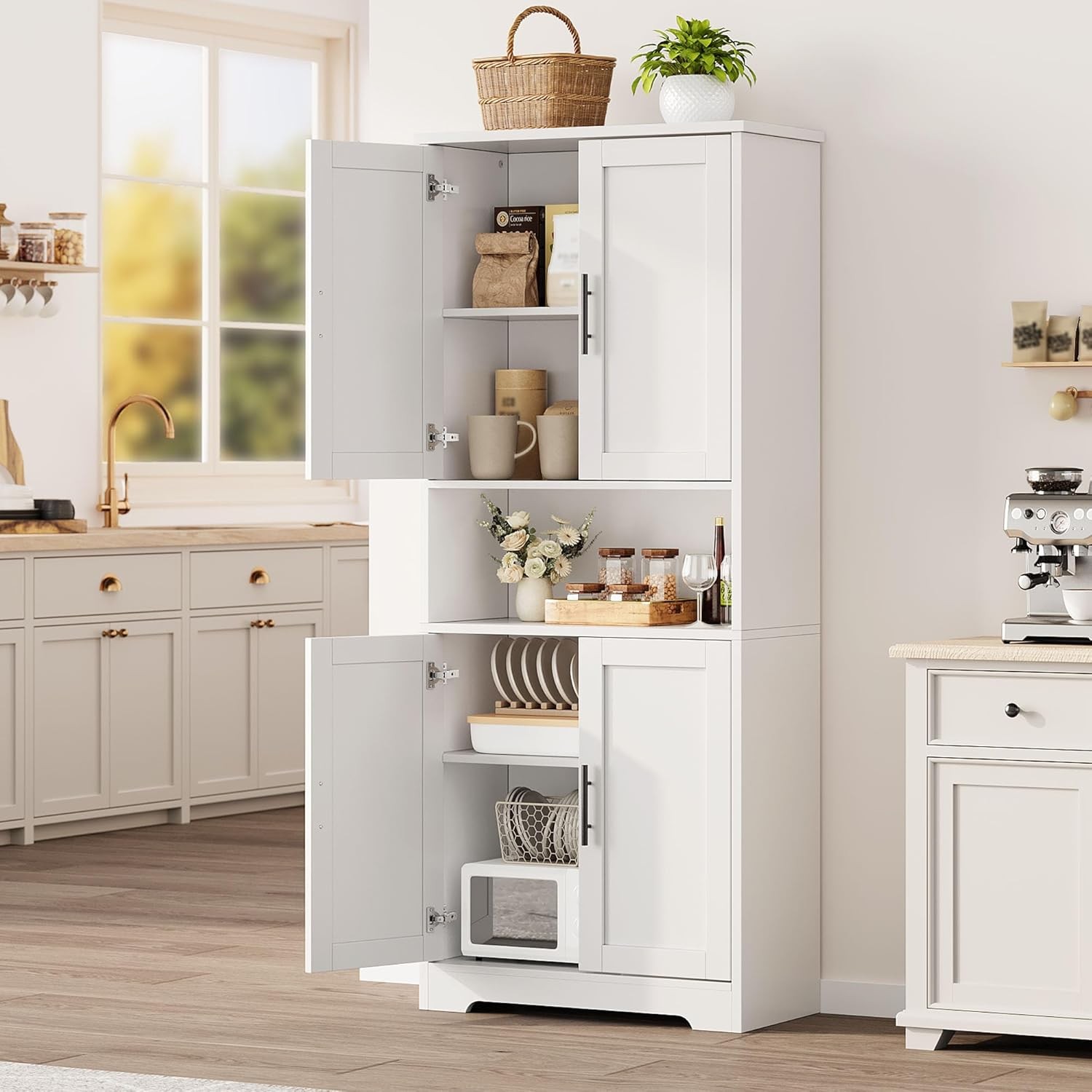 70in Tall Kitchen Pantry Cabinet Storage Cabinet with Doors & Adjustable Shelve gallery
