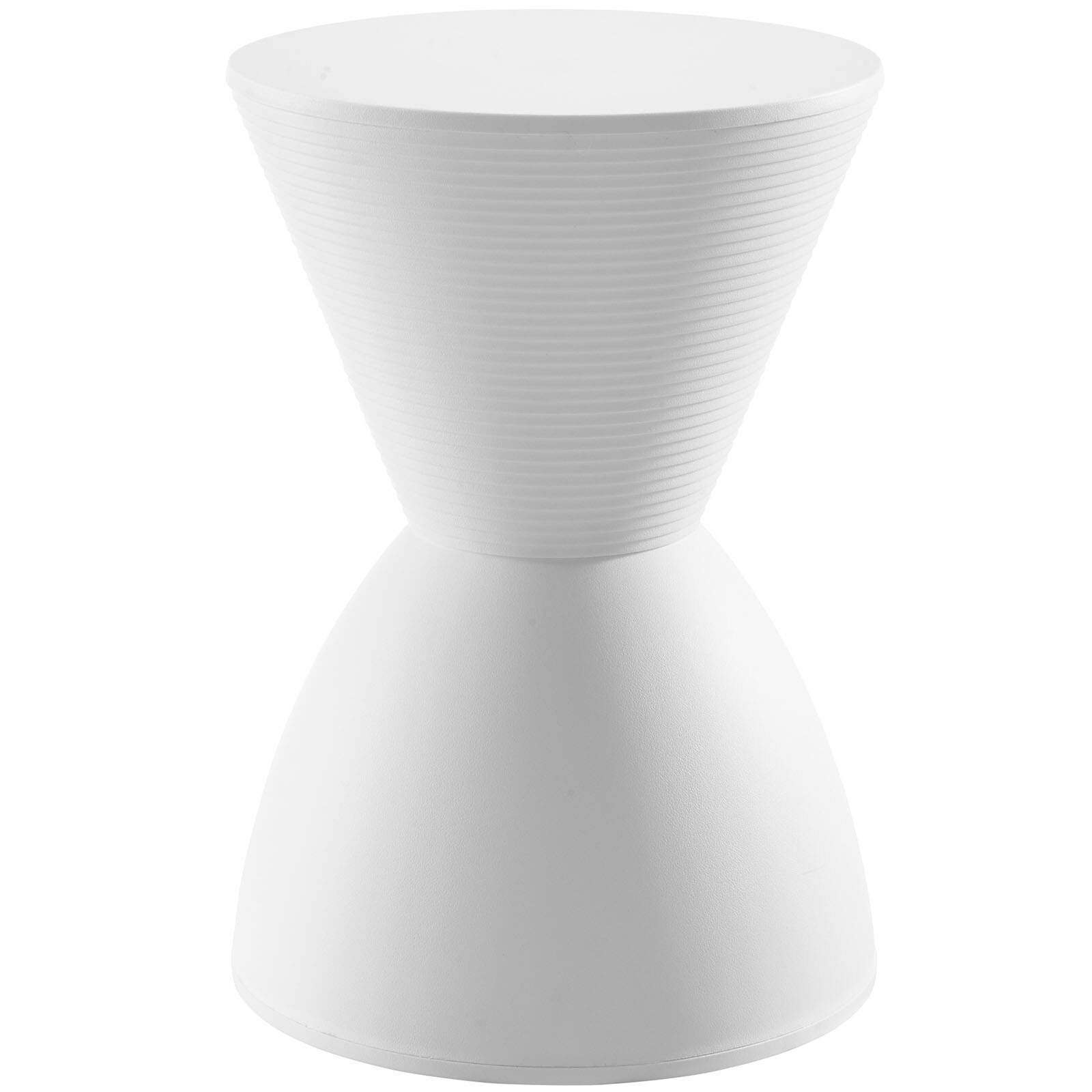 Contemporary Modern Hourglass PP Plastic White Accent Side Table Storage Stool gallery